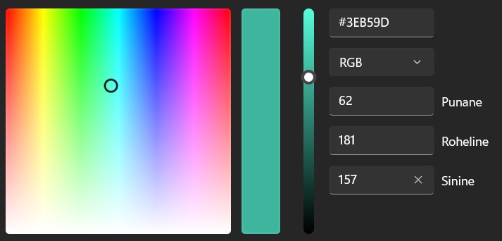 RGB värvide visualiseerimist saab teha ka pilditöötlusprogrammis (nt MS Paint)
